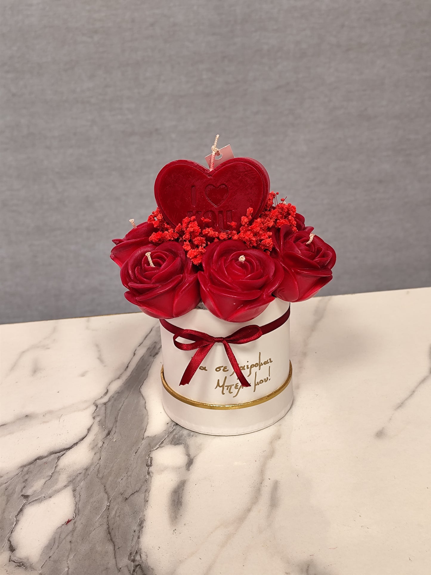 Μπουκέτο Κεριών με Λουλούδια – Love Edition