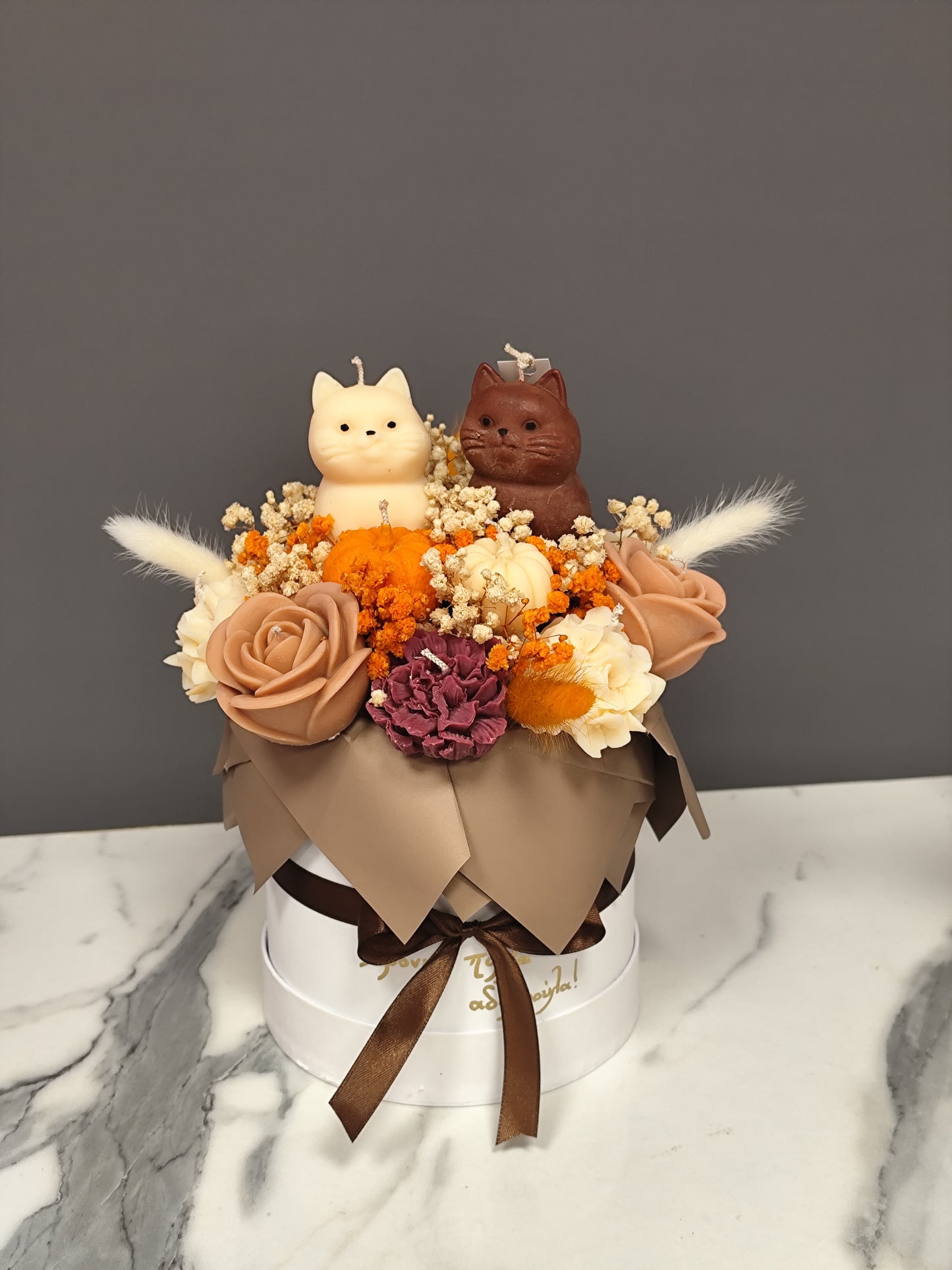 Κέρινο μπουκέτο με γατούλες