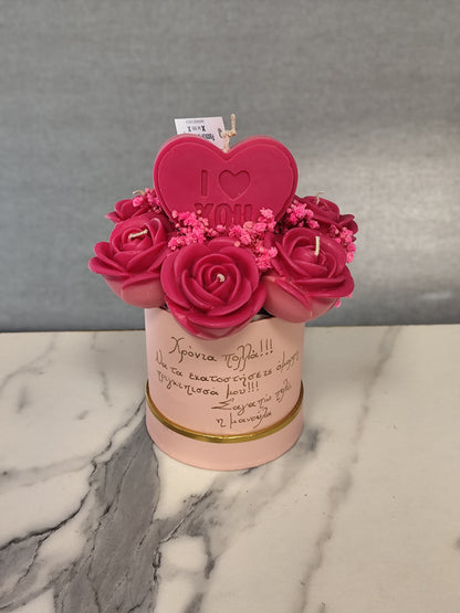 Μπουκέτο Κεριών με Λουλούδια – Love Edition